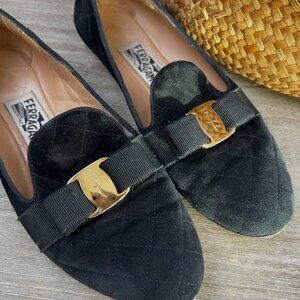Salvatore Ferragamo Quilted Suede Flats Sz 8